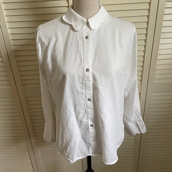 7 FOR ALL MANKIND Women's White Blouse Button Down Size M - Picture 1 of 11